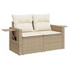 vidaXL Canap&eacute; de jardin avec coussins 2 places beige r&eacute;sine tress&eacute;e