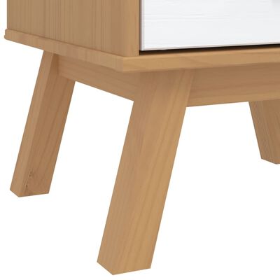 vidaXL Table de chevet OLDEN blanc et marron bois de pin solide