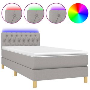 vidaXL Sommier &agrave; lattes de lit avec matelas et LED Gris clair 90x190cm