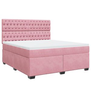 vidaXL Sommier &agrave; lattes de lit avec matelas Rose 180x200 cm Velours
