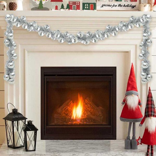 vidaXL Guirlande de Boules de Noël Argent 186 cm Polystyrène