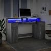 vidaXL Bureau et lumières LED sonoma gris 160x55x91 cm bois ingénierie