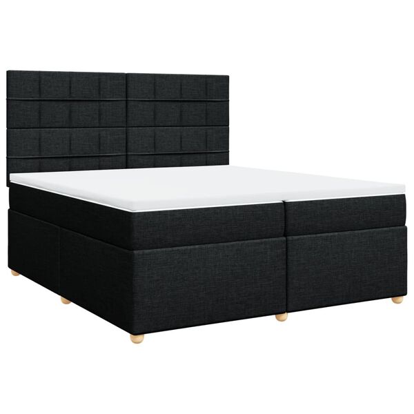 vidaXL Sommier &agrave; lattes de lit avec matelas Noir 200x200 cm Tissu