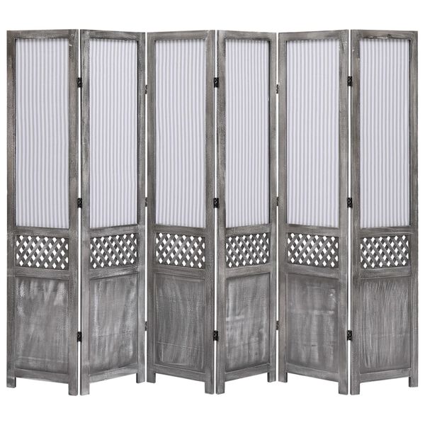vidaXL Cloison de séparation 6 panneaux Gris 210x165 cm Tissu
