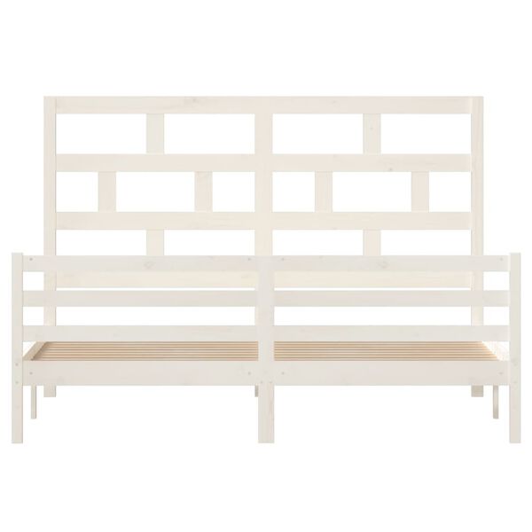 vidaXL Cadre de lit sans matelas blanc bois massif