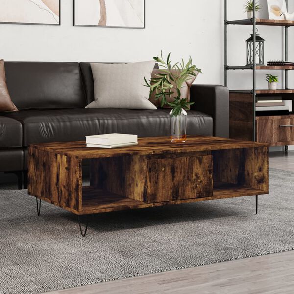 vidaXL Table basse chêne fumé 104x60x35 cm bois d'ingénierie