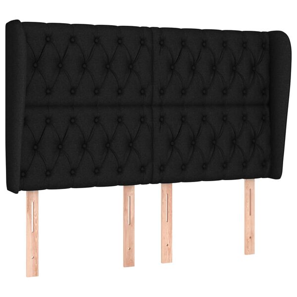 vidaXL T&ecirc;te de lit avec oreilles Noir 147x23x118/128 cm Tissu