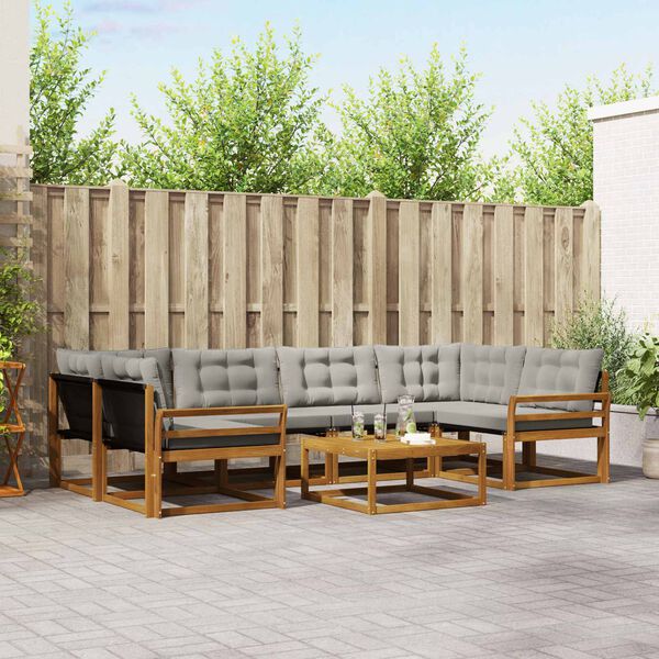 vidaXL Ensemble de canap&eacute;s d'ext&eacute;rieur 7 pcs Gris Naturel et Clair