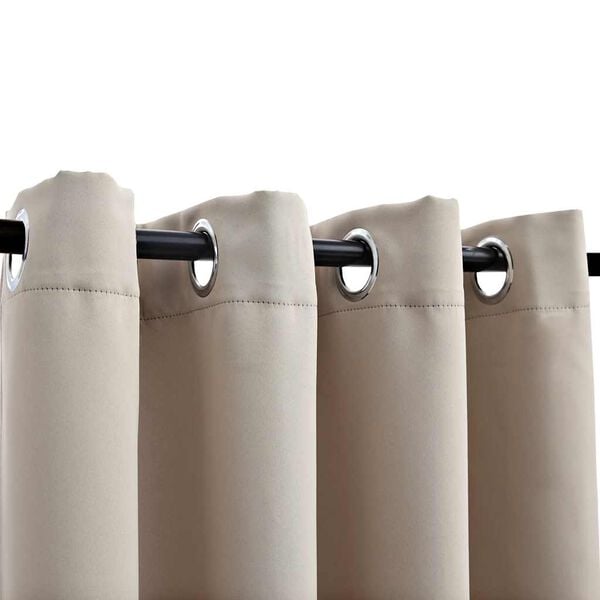 vidaXL Rideaux occultants avec anneaux en m&eacute;tal 2 pcs Beige 140x225 cm