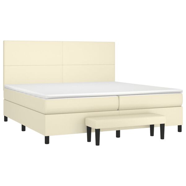 vidaXL Sommier &agrave; lattes de lit avec matelas Cr&egrave;me 200x200cm Similicuir