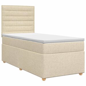 vidaXL Lit boxspring avec matelas Cr&egrave;me 90 x 190 cm Tissu
