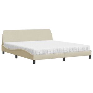 vidaXL Lit avec matelas Dover cr&egrave;me 180x200 cm tissu