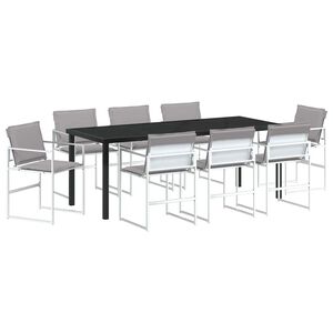 vidaXL Ensemble de salle &agrave; manger pour jardin 9 pcs Blanc