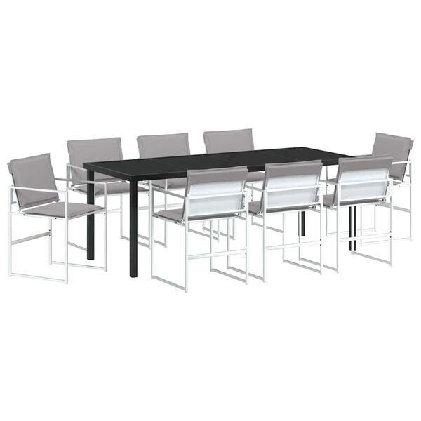 vidaXL Ensemble de salle &agrave; manger pour jardin 9 pcs Blanc