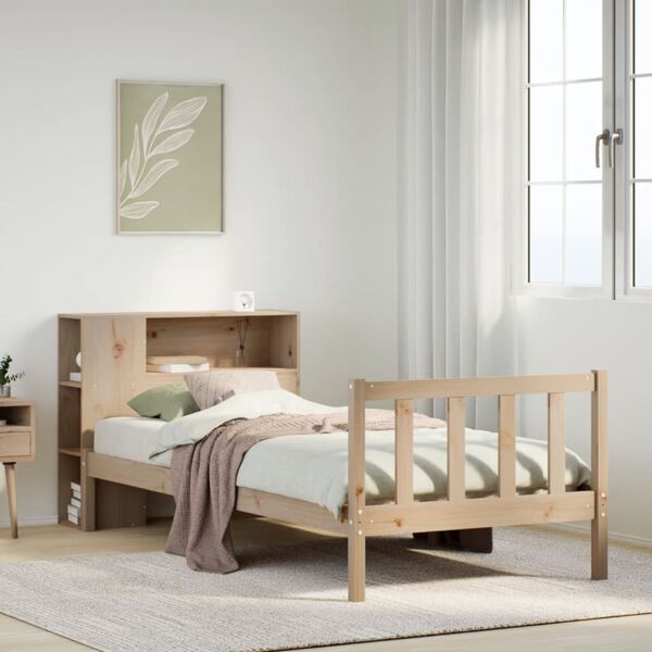 vidaXL Lit bibliothèque sans matelas 90x190 cm bois de pin massif