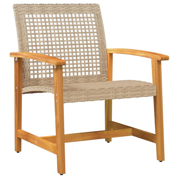 vidaXL Chaises de jardin lot de 2 beige r&eacute;sine tress&eacute;e bois d&rsquo;acacia