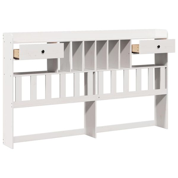 vidaXL T&ecirc;te de lit avec rangement blanc 180 cm bois massif de pin