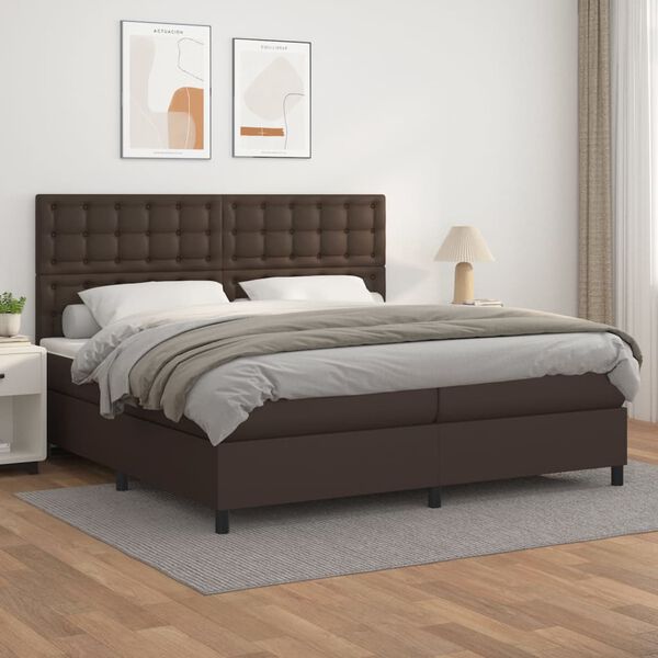vidaXL Sommier &agrave; lattes de lit avec matelas Marron 200x200 cm