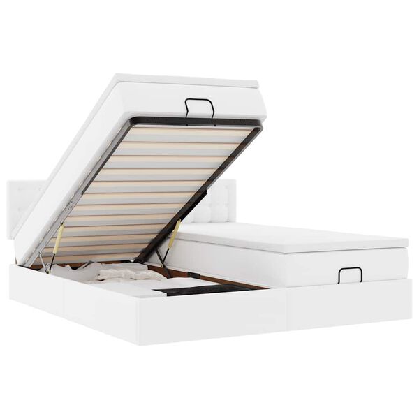VidaXL Cadre de lit ottoman avec matelas blanc 200x200 cm similicuir