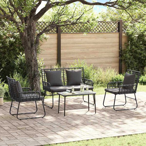 vidaXL Ensemble de meubles de jardin 4 pcs Noir et anthracite