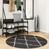 vidaXL Tapis shaggy &agrave; poils longs moderne noir et cr&egrave;me &Oslash; 120 cm