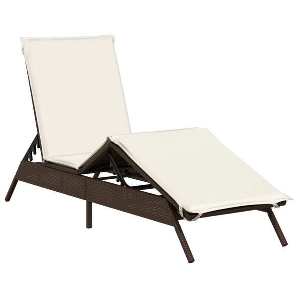 vidaXL Chaises longues avec coussins lot de 2 marron r&eacute;sine tress&eacute;e