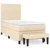 vidaXL Sommier &agrave; lattes de lit avec matelas Cr&egrave;me 90x200 cm Tissu