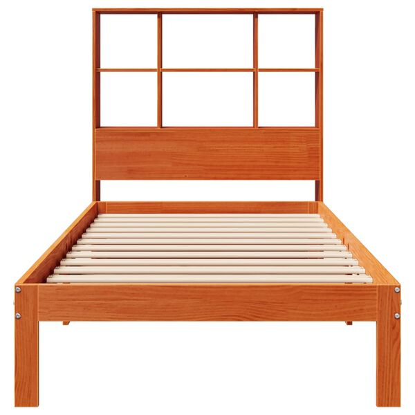 vidaXL Lit bibliothèque sans matelas cire marron 75x190 cm pin massif