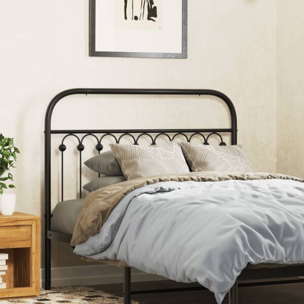 vidaXL T&ecirc;te de lit de remplacement m&eacute;tal noir 107 cm