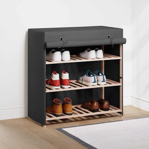 vidaXL Armoire &agrave; chaussures avec housse Gris 79x40x80 cm Tissu