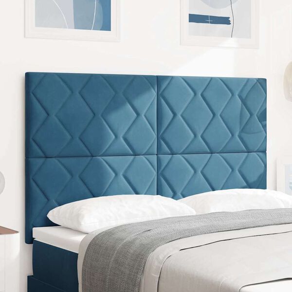 vidaXL T&ecirc;te de lit avec t&ecirc;te de lit Bleu fonc&eacute; 160 cm Velours