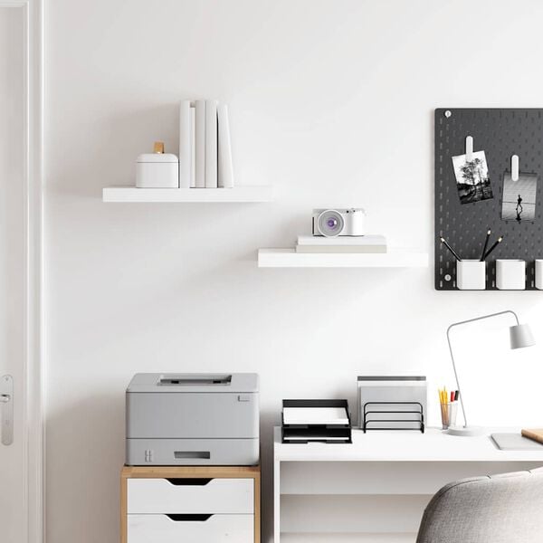 vidaXL &Eacute;tag&egrave;re murale flottante 2 pcs Blanc brillant 50x23x3,8 cm MDF