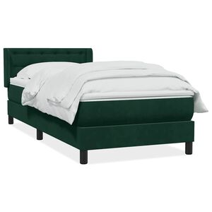 vidaXL Sommier &agrave; lattes de lit et matelas vert fonc&eacute; 80x220 cm velours