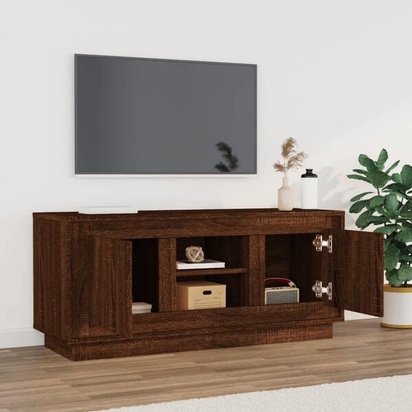 vidaXL Meuble TV chêne marron 102x35x45 cm bois d'ingénierie