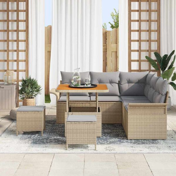 vidaXL Ensemble de canap&eacute; de jardin 8 pcs Beige et Gris clair