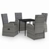 vidaXL Ensemble &agrave; manger de jardin avec coussins 5 pcs Gris
