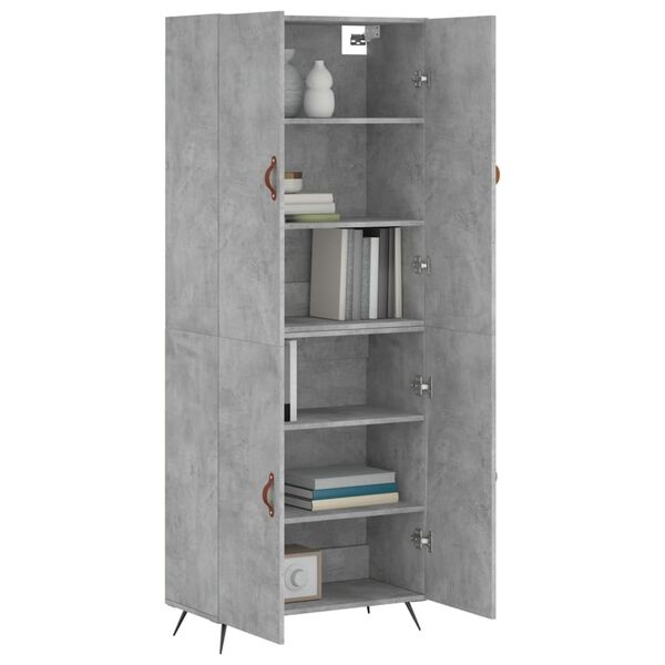 vidaXL Buffet haut Gris b&eacute;ton 69,5x34x180 cm Bois d'ing&eacute;nierie