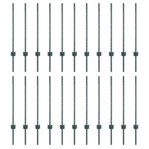 vidaXL Poteau de cl&ocirc;ture. 22 pcs Vert 120 cm Acier