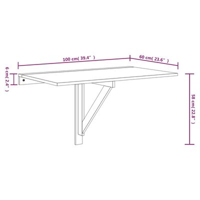 vidaXL Table murale pliable Chêne fumé 100x60x56 cm Bois d'ingénierie