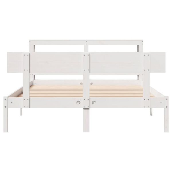 vidaXL Cadre de lit sans matelas blanc 140x190 cm bois de pin massif