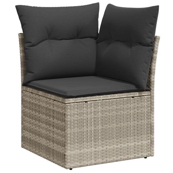vidaXL Salon de jardin avec coussins 10 pcs gris clair r&eacute;sine tress&eacute;e