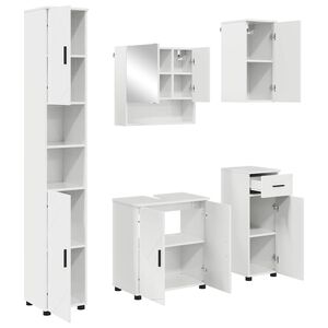 vidaXL Ensemble de mobilier de salle de bain 5 pcs Blanc brillant