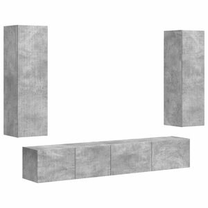 vidaXL Ensemble meuble TV 3 pc Gris b&eacute;ton Bois d'ing&eacute;nierie