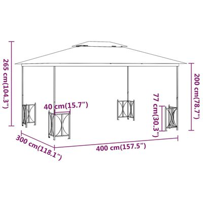 vidaXL Tonnelle avec parois et toit double 3x4 m Taupe