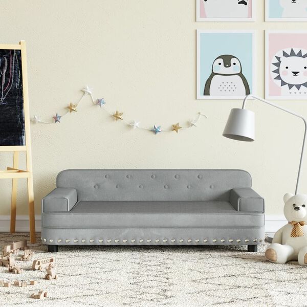 vidaXL Canap&eacute; pour enfants gris clair 90x53x30 cm velours