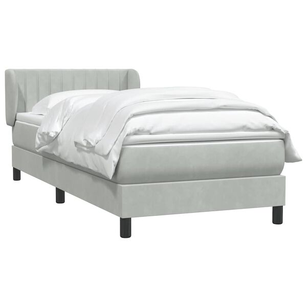 vidaXL Sommier &agrave; lattes de lit et matelas gris clair 80x210 cm velours