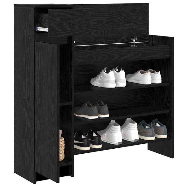 vidaXL Cabinet &agrave; chaussures avec tiroir Ch&ecirc;ne noir 100,5 x 28 x 100 cm
