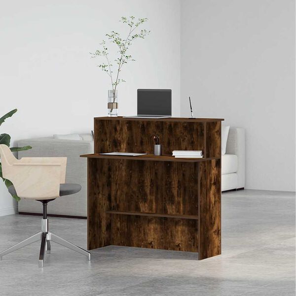 vidaXL Bureau de réception chêne fumé 100x50x103,5cm bois d'ingénierie