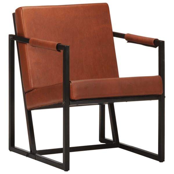 vidaXL Fauteuil marron cuir v&eacute;ritable