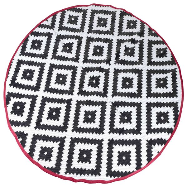 Bo-Camp Tapis d'ext&eacute;rieur Chill mat Falconwood 2 m rond noir et blanc